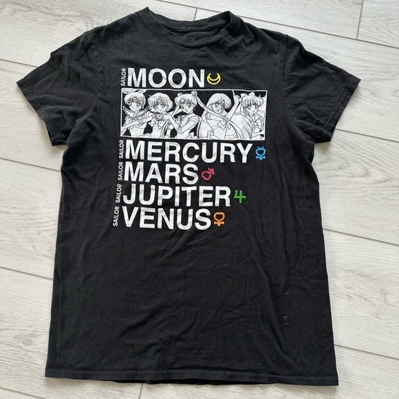 Sailor Moon Mercury Mars Jupiter Venus Unisex Small Black‎ Cotton T Shirt - Picture 1 of 3